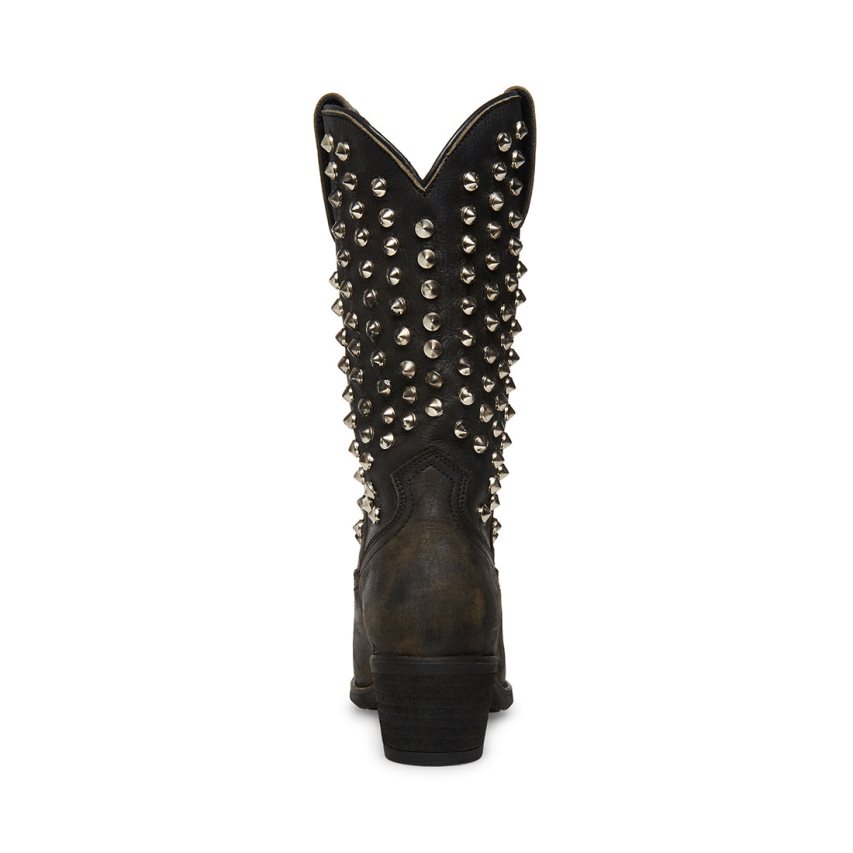 Black Steve Madden Hayward-s Distressed Women's High Boots | PH 2617EAV